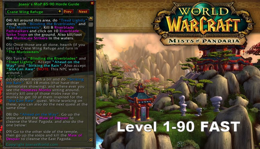 World of Warcraft Mists of Pandaria Leveling