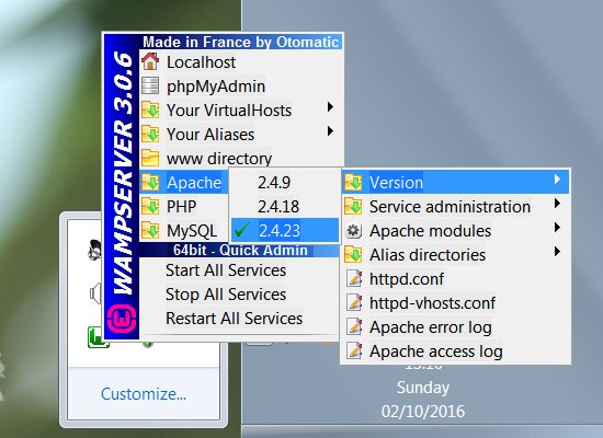 WAMPserver Multiple Apache Versions